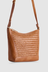 Elise Leather Weave Bucket Bag