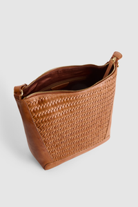 Elise Leather Weave Bucket Bag