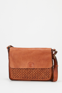 Palma Weave Leather Flapover Bag