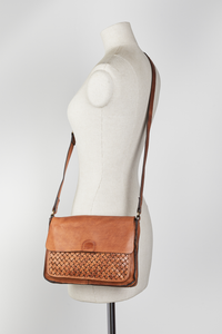 Palma Weave Leather Flapover Bag
