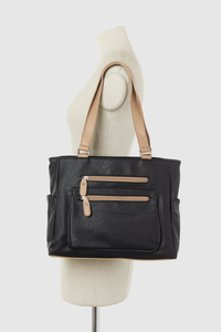 Two Tone Zip Tote Bag