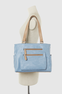 Two Tone Zip Tote Bag