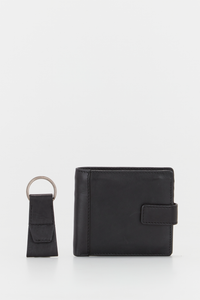Leather Wallet & Key Fob Set