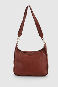 Cora Leather Whipstitch Hobo Bag