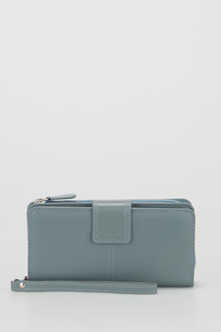 RFID Leather Zip Around Wallet