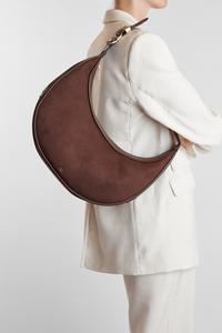 Iris Vegan Suede Crescent Bag