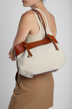 Alana Leather Canvas Tote Bag