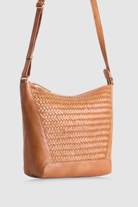Elise Leather Weave Bucket Bag