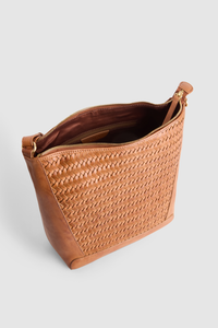 Elise Leather Weave Bucket Bag