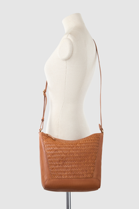 Elise Leather Weave Bucket Bag