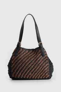 Straw Buckle Tote Bag