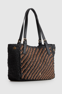 Straw Buckle Tote Bag