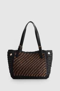 Straw Buckle Tote Bag