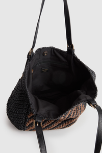 Straw Buckle Tote Bag