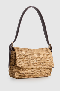 Straw Flapover Shoulder Bag
