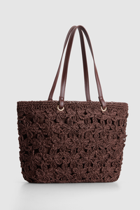 Flower Straw Large Tote