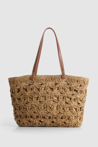 Flower Straw Large Tote