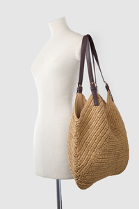 Straw Buckle Tote Bag