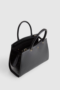 Faux Croc Trim Tote Bag