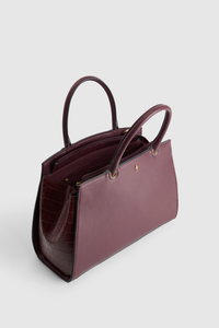 Faux Croc Trim Tote Bag