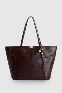 Lila Croco Leather Tote Bag