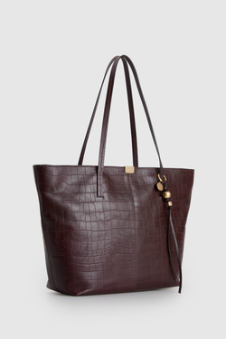 Lila Croco Leather Tote Bag