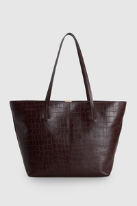Lila Croco Leather Tote Bag
