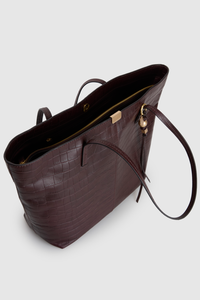 Lila Croco Leather Tote Bag