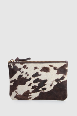 Anais Leather Cow Print Pouch