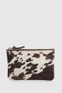 Anais Leather Cow Print Pouch