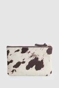 Anais Leather Cow Print Pouch