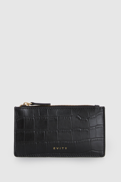 Lila Croc Emboss Leather CC Holder