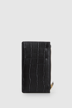 Lila Croc Emboss Leather CC Holder