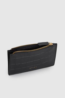 Lila Croc Emboss Leather CC Holder