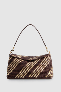Clara Leather Raffia Shoulder Bag