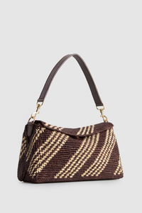 Clara Leather Raffia Shoulder Bag