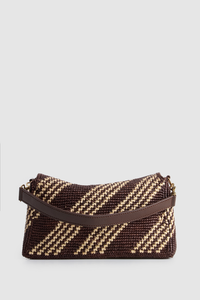 Clara Leather Raffia Shoulder Bag