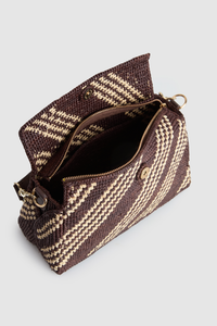 Clara Leather Raffia Shoulder Bag
