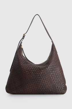 Kaia Leather Weave Large Hobo Bag