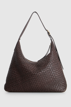 Kaia Leather Weave Large Hobo Bag