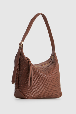 Kaia Leather Weave Hobo Bag