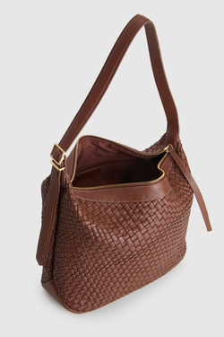 Kaia Leather Weave Hobo Bag