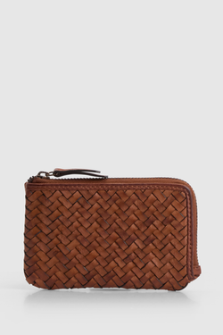 Lina Leather Weave Coin Purse