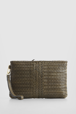 Allegra Leather Weave Medium Pouch