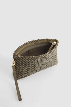 Allegra Leather Weave Medium Pouch