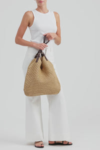 Straw Buckle Tote Bag